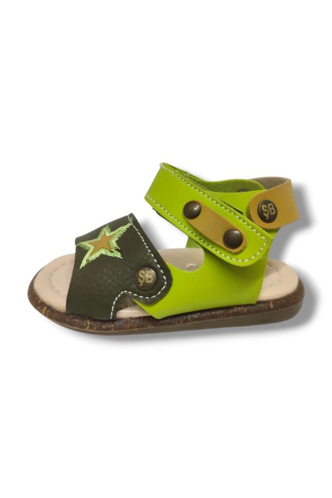 Şirinbebe 1566-20 Anatomik Yıldız Desen Cirtli Erkek Çocuk Sandalet Haki Yeşil 18-20