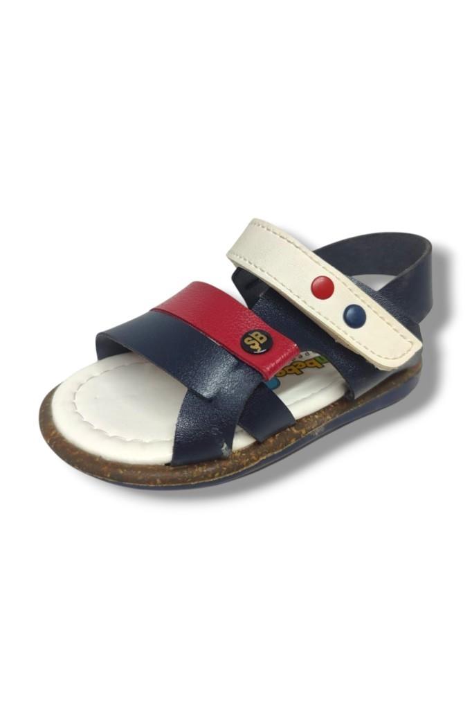 Şirinbebe 1575-20 Anatomik 3 Bant Kemer Tokalı Erkek Çocuk Sandalet Lacivert Beyaz 18-20