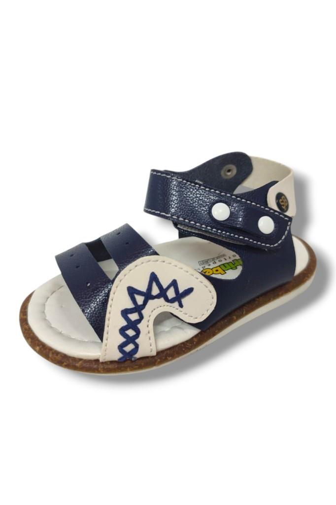 Şirinbebe 1596-20 Anatomik Dikiş Cırtlı Bebek Erkek Sandalet Lacivert Beyaz 21-25 600