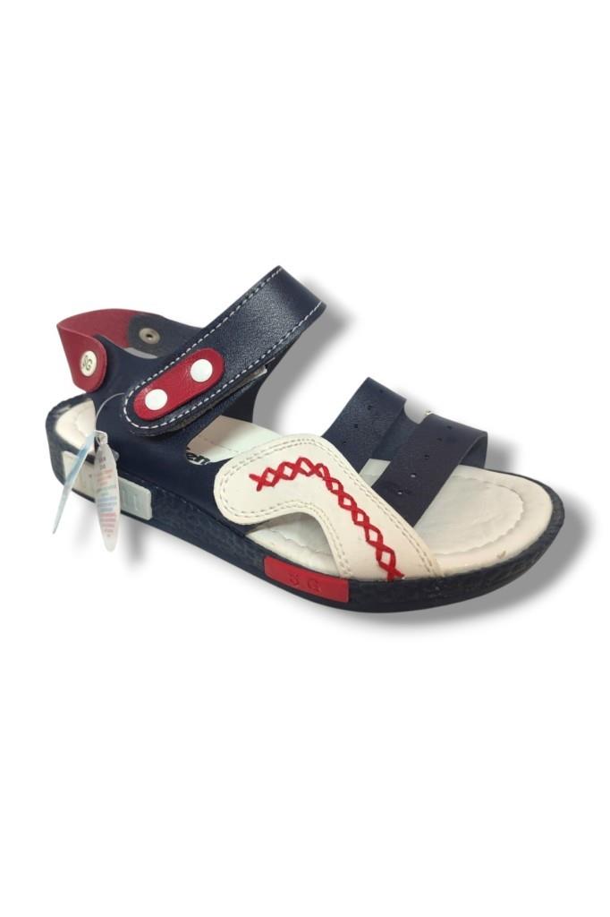 Şirinbebe 1601-20 Anatomik Dikiş Cırtlı Erkek Çocuk Sandalet Lacivert Beyaz 26-30