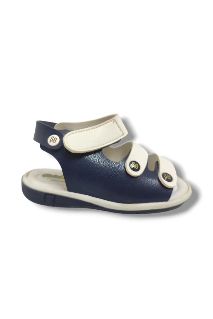 Şirinbebe 1633-20 Anatomik Tek Cirtli Erkek Çocuk Sandalet Lacivert Beyaz 21-25