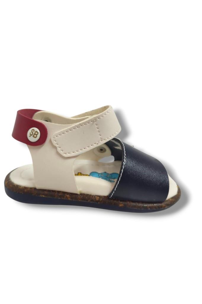 Şirinbebe 1643-20 Anatomik Yıldız Desen Cırtlı Erkek Çocuk Sandalet Lacivert Beyaz 18-20