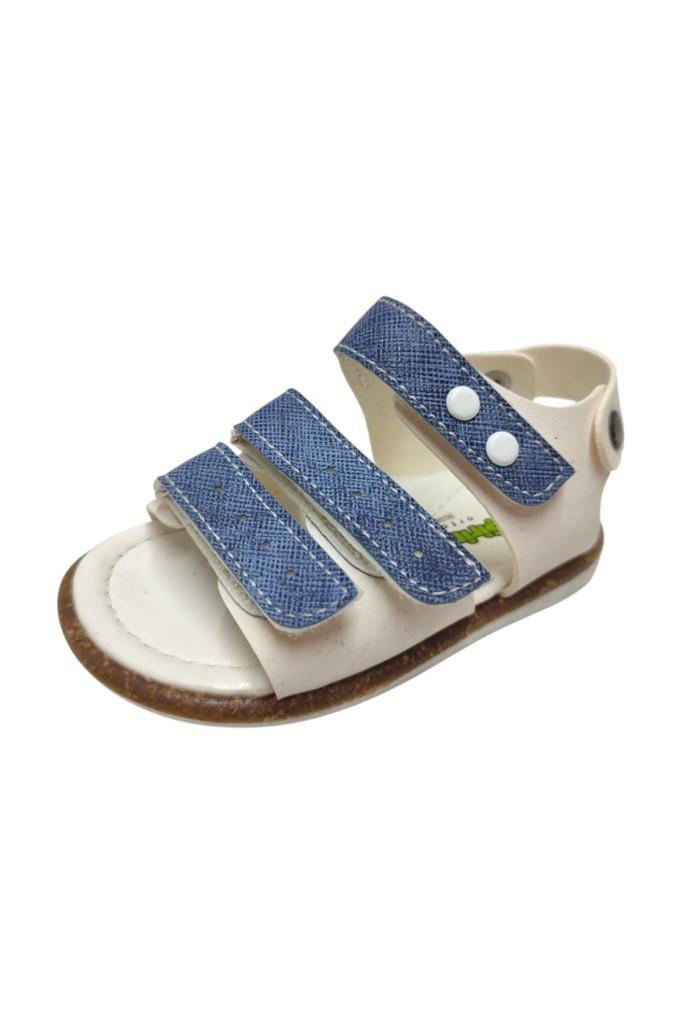 Şirinbebe 1715-20 Anatomik 3 Cırt Bant Erkek Çocuk Sandalet Beyaz Mavi 18-20