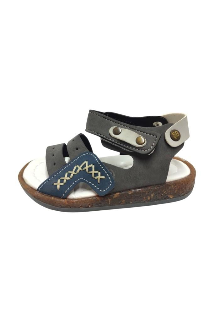 Şirinbebe 1718-20 Dikiş Cırtlı Erkek Çocuk Sandalet Füme Lacivert 21-25