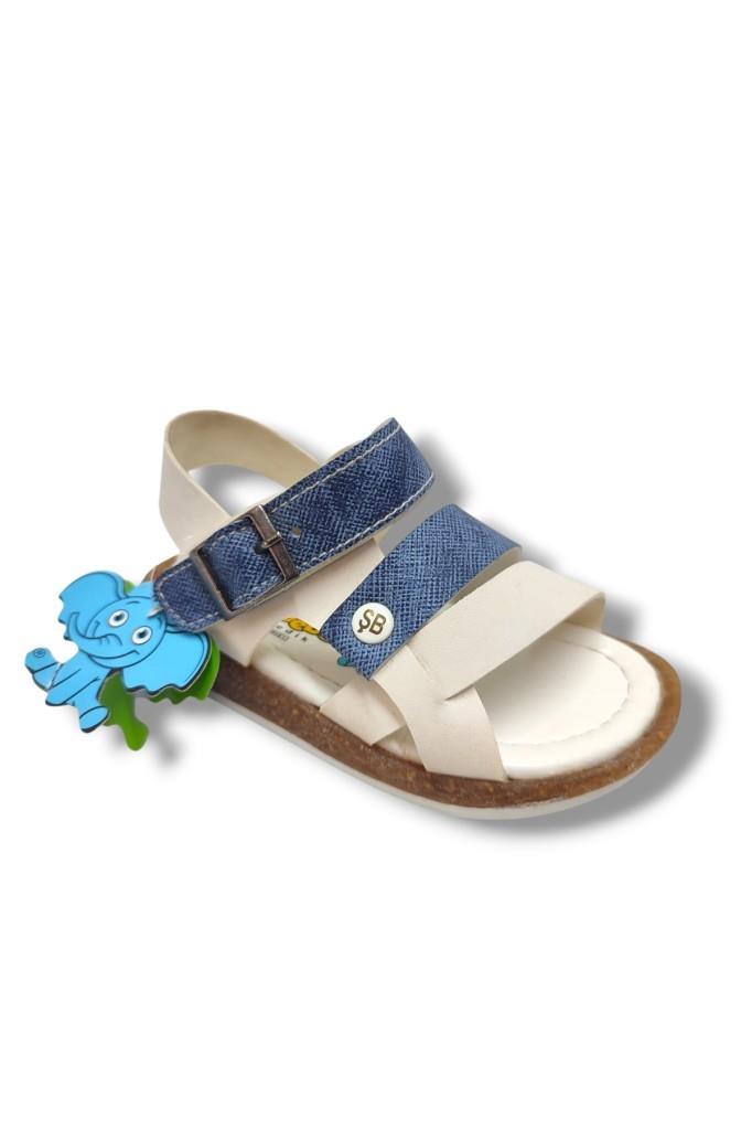 Şirinbebe 1719-20 Anatomik 3 Bant Kemer Tokalı Erkek Çocuk Sandalet Beyaz Mavi 21-25