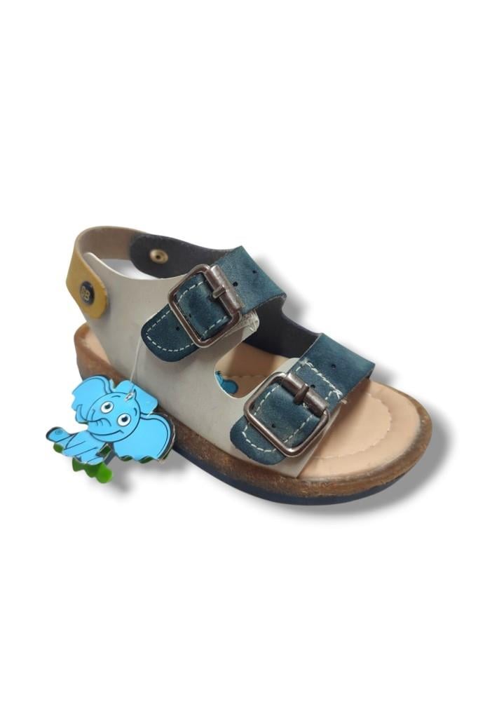 Şirinbebe 1725-20 2 Kemer Tokalı Erkek Sandalet Gri Sarı 21-25
