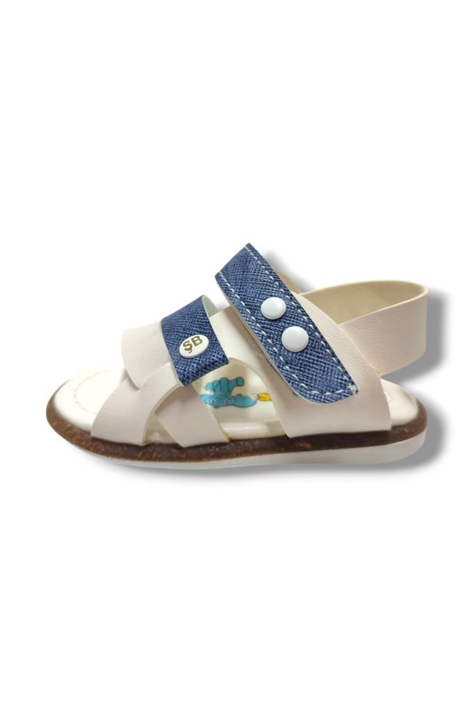 Şirinbebe 1733-20 Anatomik 3 Bant Erkek Çocuk Sandalet Beyaz Mavi 18-20