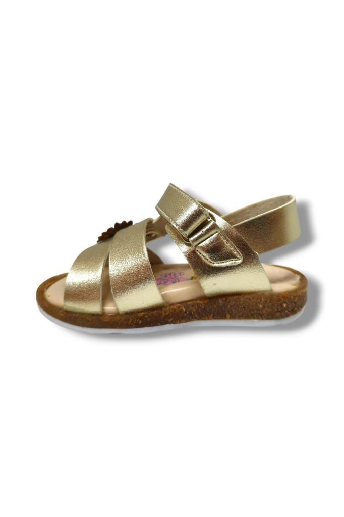 Şirinbebe 3027-20 Yan Çiçekli Cırtlı Kız Çocuk Sandalet 21-25