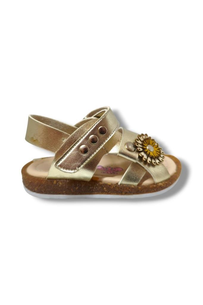 Şirinbebe 3027-20 Yan Çiçekli Cırtlı Kız Çocuk Sandalet 21-25