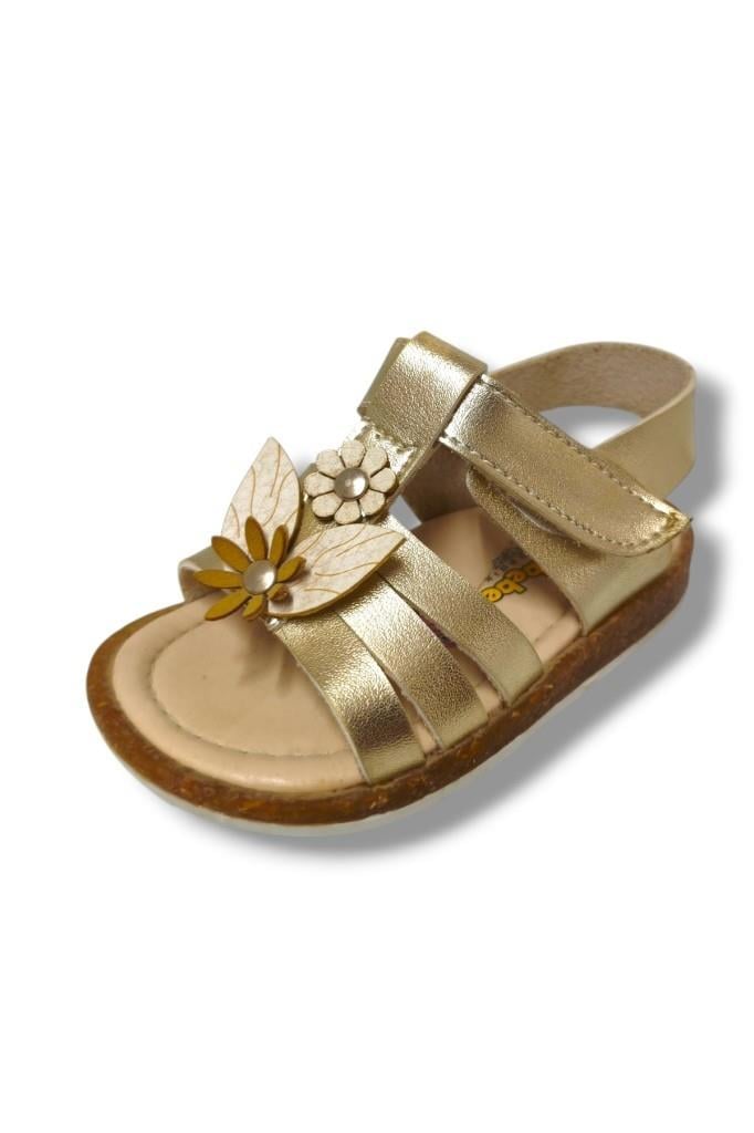 Şirinbebe 3066-20 Çift Çiçekli Cırtlı Kız Çocuk Sandalet