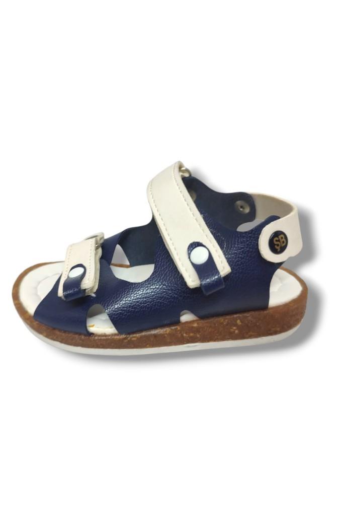 Şiringenç 1585-20 Anatomik Çift Cırt Bant Erkek Çocuk Sandalet Lacivert Beyaz 21-25