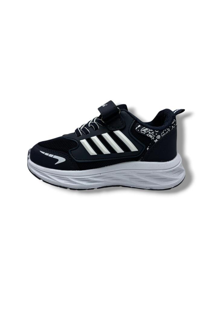 Spido Kids 017-26 Anorak Deri Anatomik Cırtlı Çocuk Sneaker Lacivert Beyaz 31-35