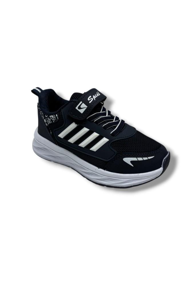 Spido Kids 017-26 Anorak Deri Anatomik Cırtlı Çocuk Sneaker Lacivert Beyaz 31-35