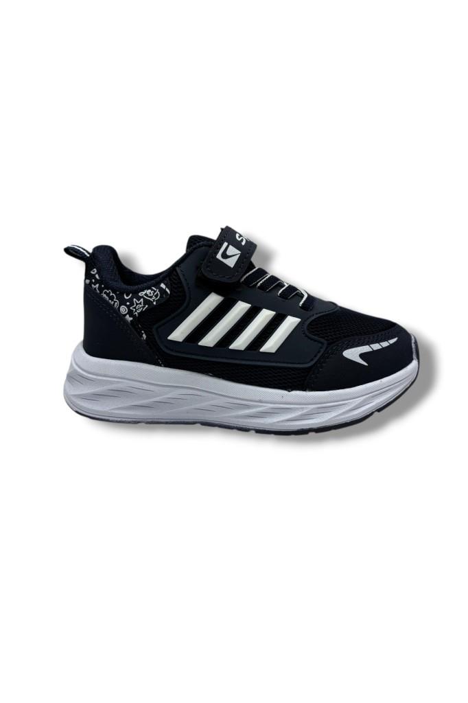 Spido Kids 017-26 Anorak Deri Anatomik Cırtlı Çocuk Sneaker Lacivert Beyaz 31-35