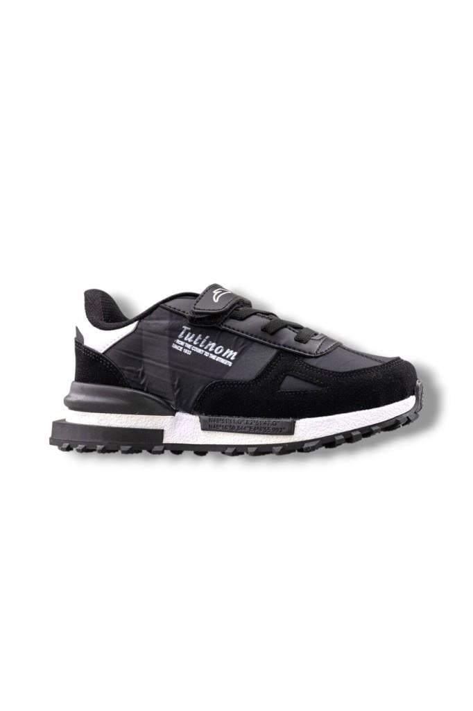 Tutinom 807-26 Anatomik Paraşüt Kumaş Çocuk Sneaker Siyah Beyaz 31-35