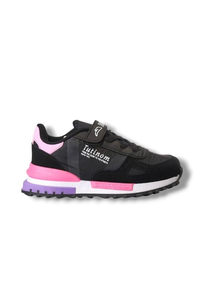 Tutinom 807-26 Anatomik Paraşüt Kumaş Kız Çocuk Sneaker Siyah Pembe 31-35
