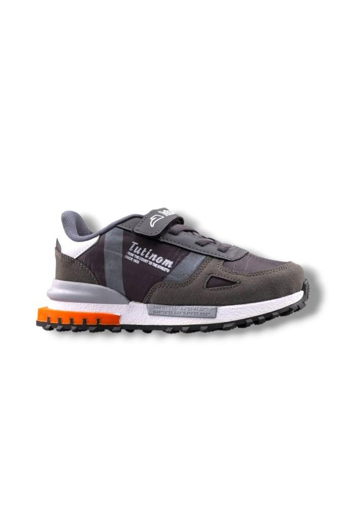 Tutinom 807-26 Anatomik Paraşüt Kumaş Çocuk Sneaker Füme Beyaz Oranj 31-35