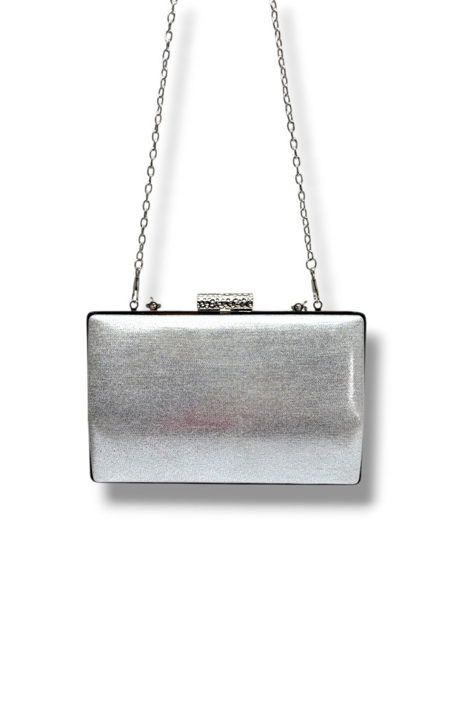 Varol 366-26 Taşlı Simli Çelik Kasa Abiye Çanta