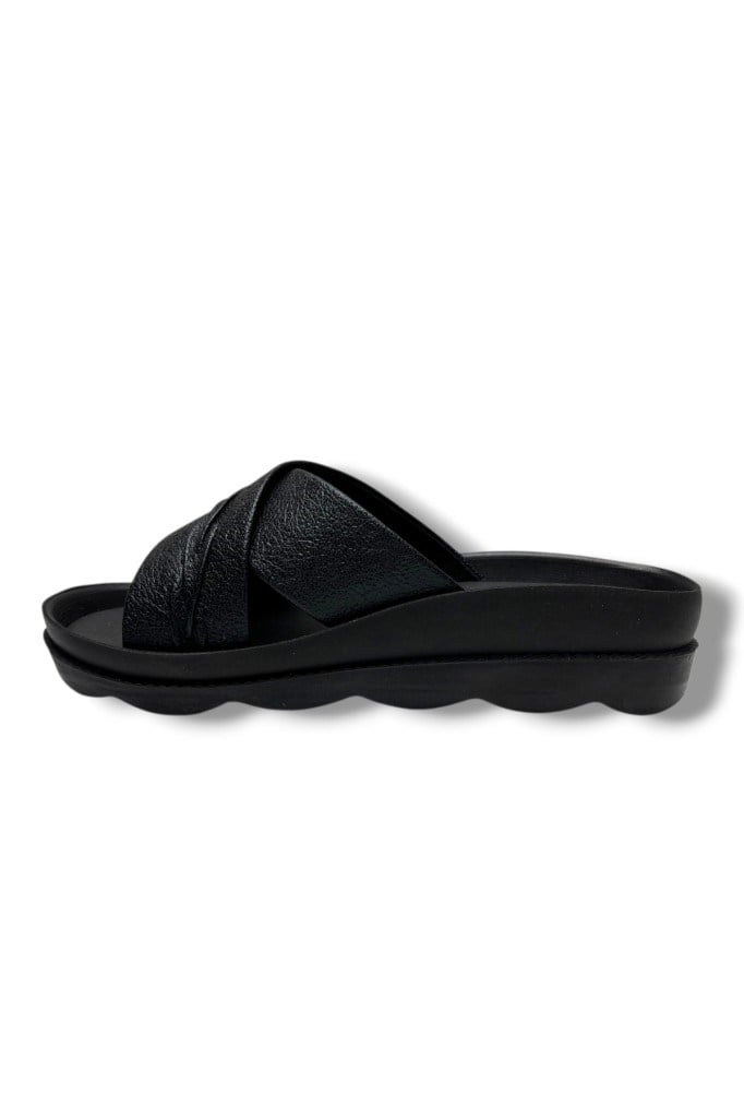 Voga 1700-130-26 Sıvama Deri Anatomik Fashion Çapraz Kadın Terlik