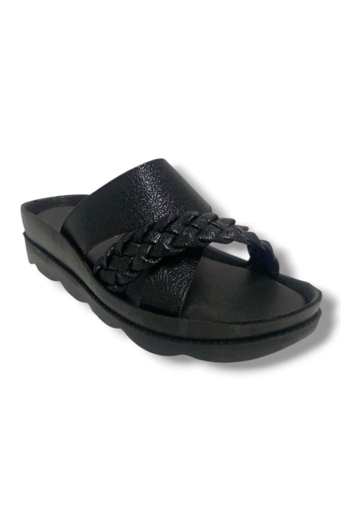 Voga 1729-25 Anatomik Kırışık Çapraz Örgü Bant Kadın Terlik