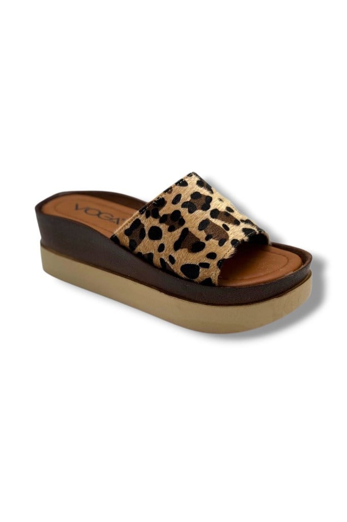 Voga 2500-272 Leopar Desenli Anatomik Dolgu Taban Kadın Terlik