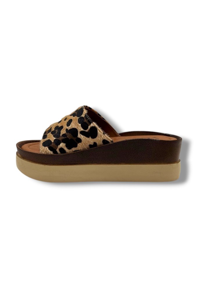 Voga 2500-272 Leopar Desenli Anatomik Dolgu Taban Kadın Terlik