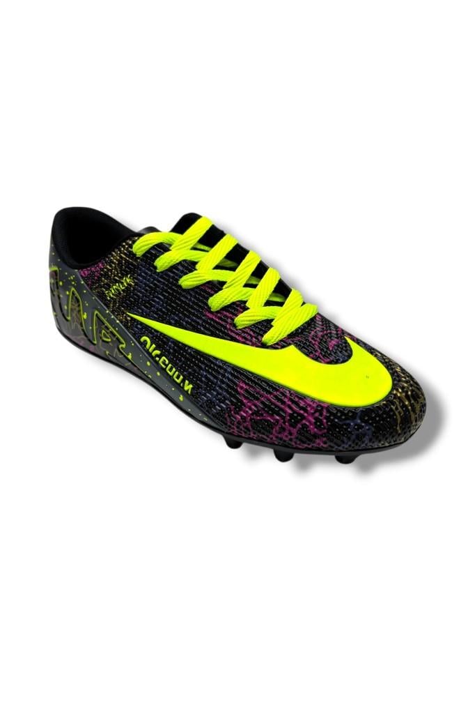 Walked 037-26 Erkek Çocuk Halı Saha Çivili Krampon Siyah Sarı 31-35