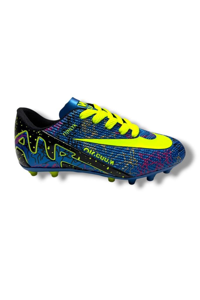 Walked 037-26 Erkek Çocuk Halı Saha Çivili Krampon Mavi Sarı 31-35