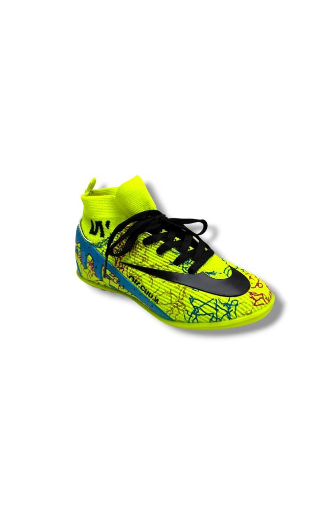 Walked 041-26 Çoraplı Erkek Çocuk Halı Saha Ayakkabı Sarı Siyah 31-35