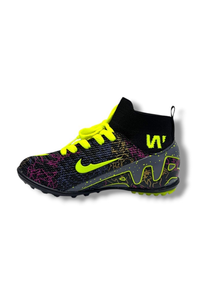Walked 041-26 Çoraplı Erkek Çocuk Halı Saha Ayakkabı Siyah Sarı 31-35