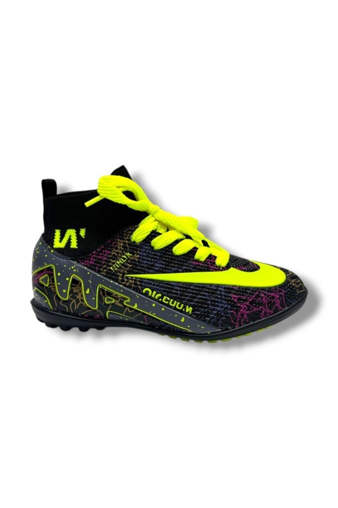 Walked 041-26 Çoraplı Erkek Çocuk Halı Saha Ayakkabı Siyah Sarı 36-39