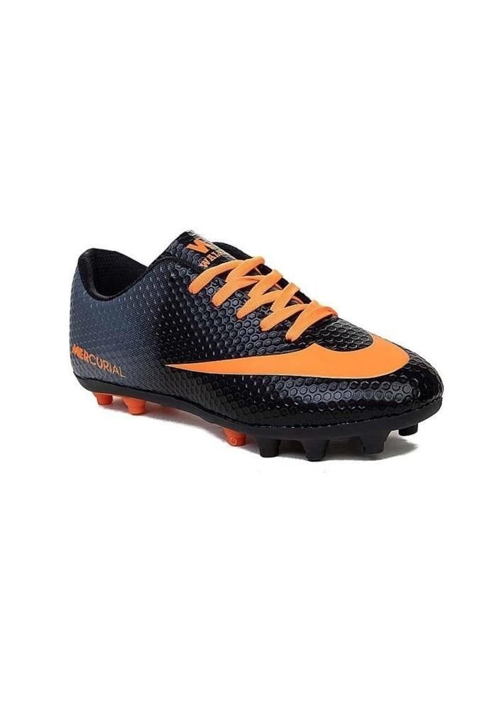 Walked 401-26 Çocuk Çivili Halı Saha Krampon Siyah Turuncu 36-39