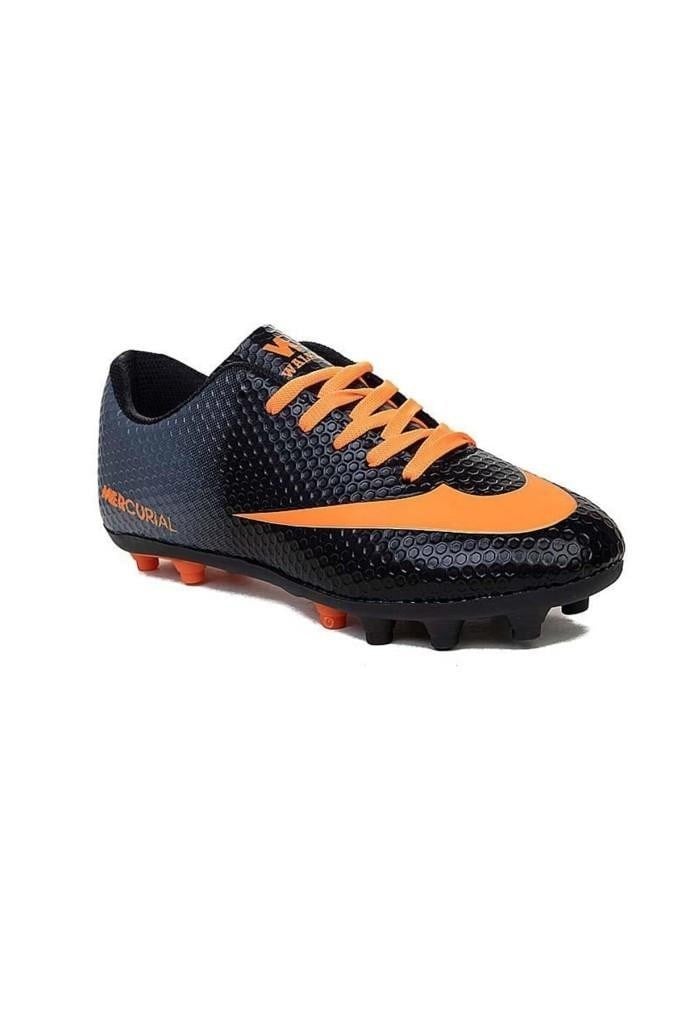Walked 401-26 Erkek Halı Saha Çivili Krampon Siyah Turuncu