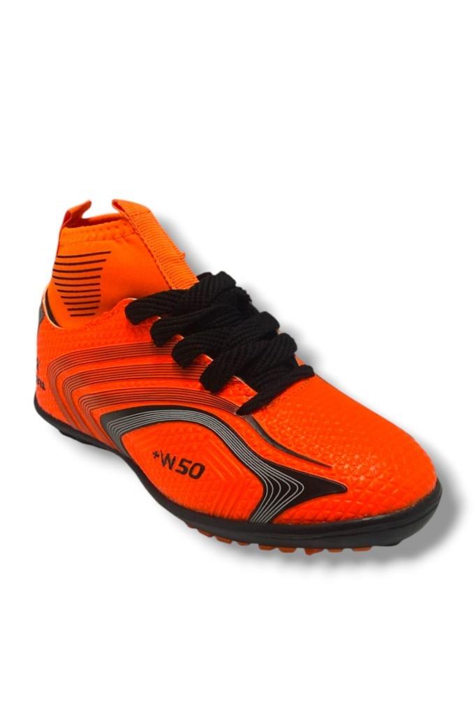 Walked 435-25 Çocuk Çoraplı Halı Saha Krampon Turuncu Siyah 31-35