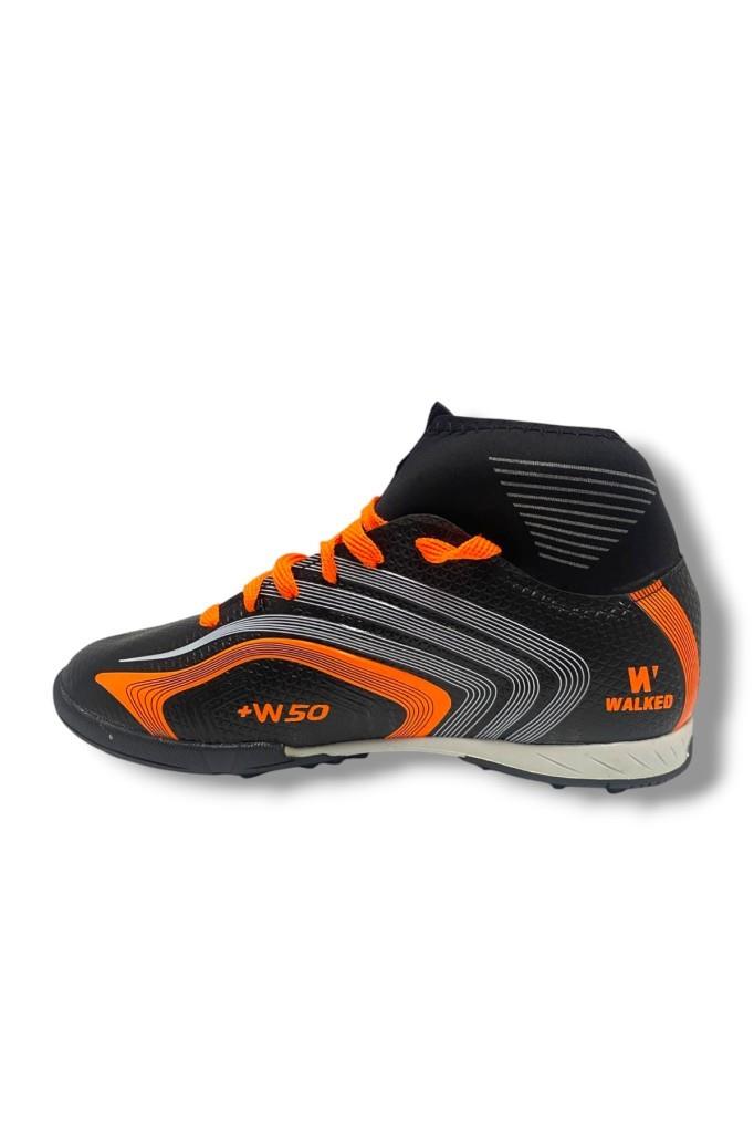 Walked 435-25 Çoraplı Halı Saha Krampon Siyah Turuncu 36-39