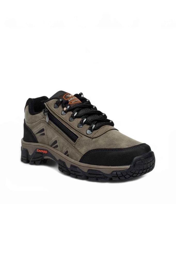 Wanderfull 3007-26 Deri Bağcıklı Outdoor Erkek Ayakkabı Vizon Siyah 45-47