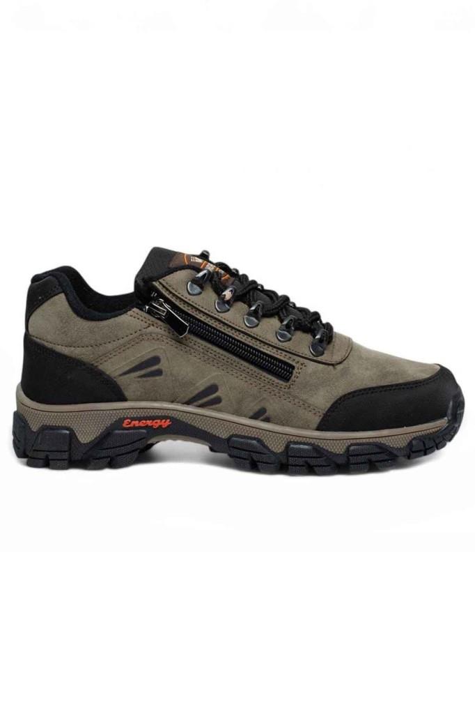 Wanderfull 3007-26 Deri Bağcıklı Outdoor Erkek Ayakkabı Vizon Siyah 45-47