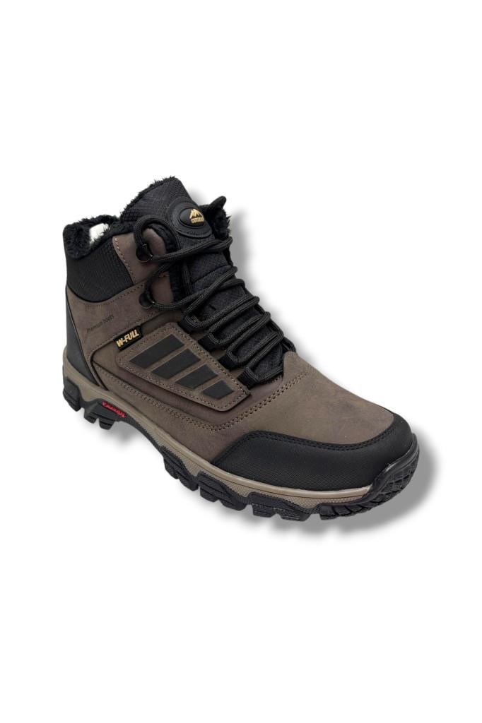 Wanderfull 3022-26 Deri Bağcıklı İçi Kürklü Outdoor Erkek Bot Kahve Siyah Kırmızı 45-47