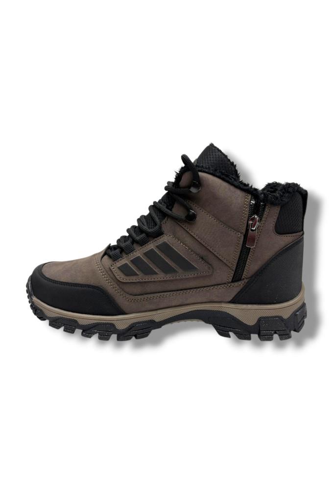 Wanderfull 3022-26 Deri Bağcıklı İçi Kürklü Outdoor Erkek Bot Kahve Siyah Kırmızı 45-47