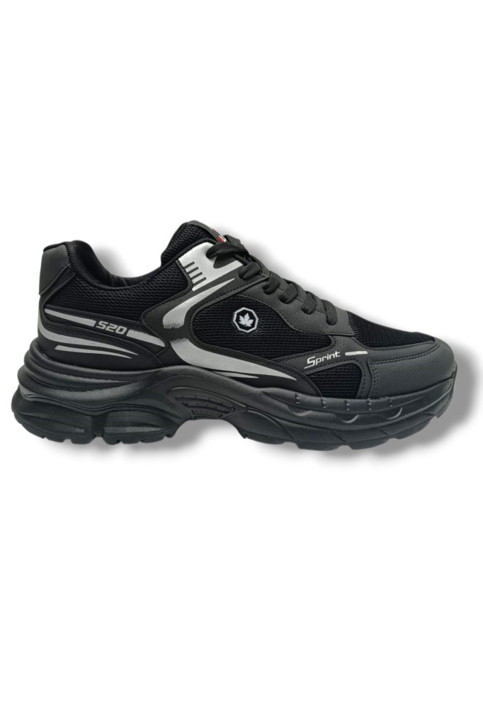 Wanderfull 4334-26 Anorak Bağcıklı Erkek Sneaker Siyah Gümüş 45-47