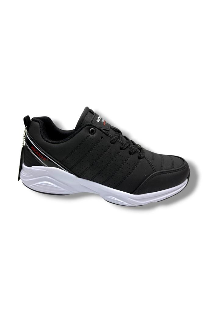 Wickers 2353-26 Cilt Deri  Anatomik Erkek Sneaker Siyah Beyaz