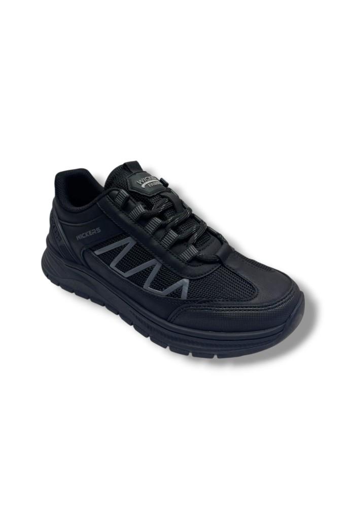 Wickers 2703-26 Cilt Deri Anatomik Erkek Ayakkabı Siyah Füme