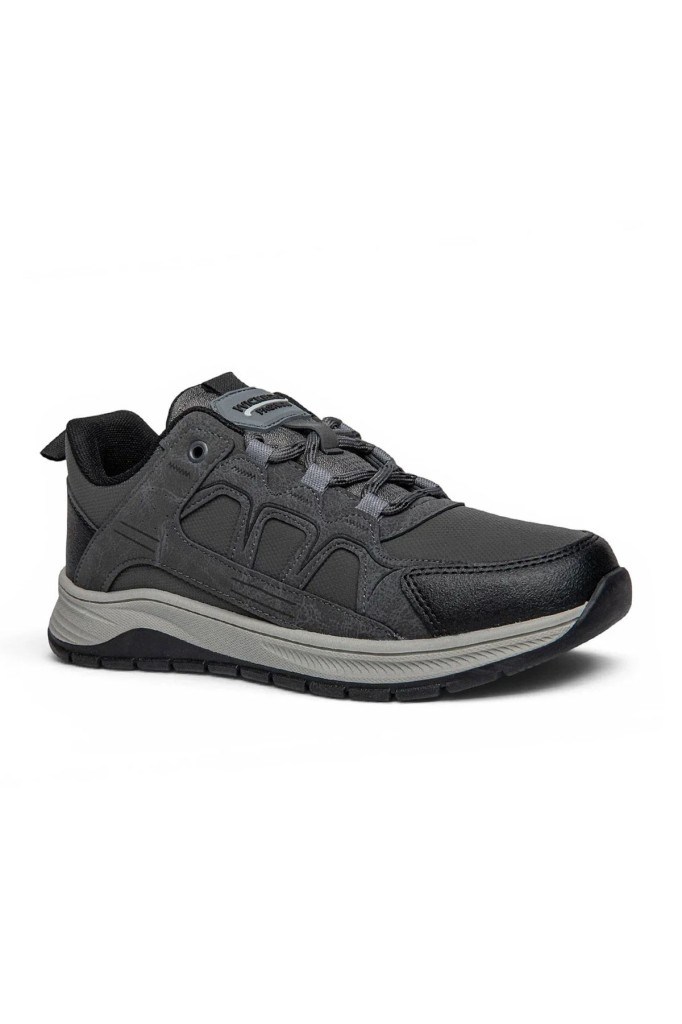 Wickers 3129-27 Deri Anatomik Kaymaz Taban Erkek Sneaker Füme Siyah
