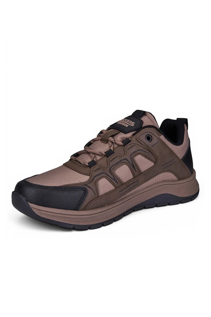 Wickers 3129-27 Deri Anatomik Kaymaz Taban Erkek Sneaker Vizon Kahve Siyah