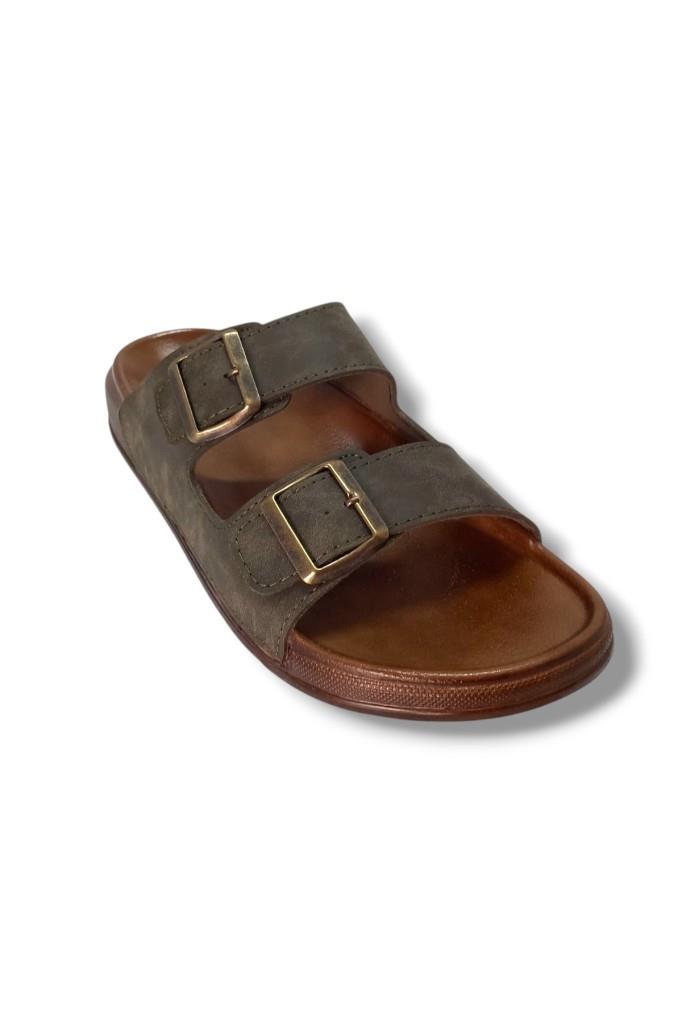 Witta 54201-25 Deri Çift Bant Anatomik Erkek Terlik