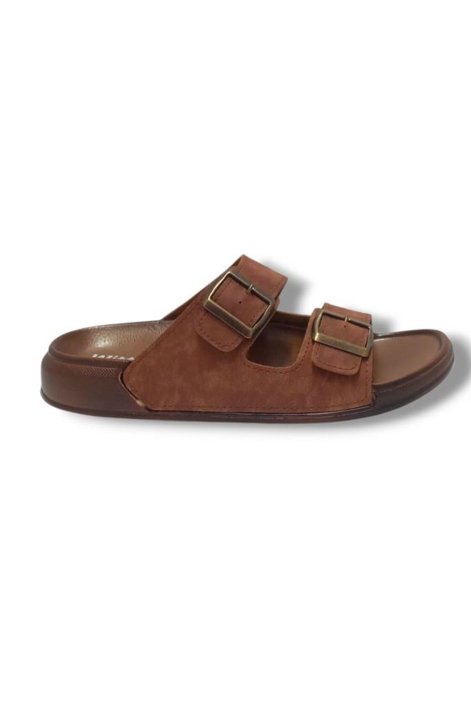 Witta 54201-25 Deri Çift Bant Anatomik Erkek Terlik