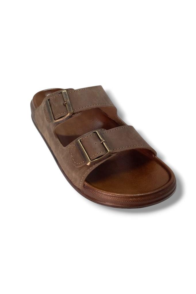 Witta 54201-25 Deri Çift Bant Anatomik Erkek Terlik