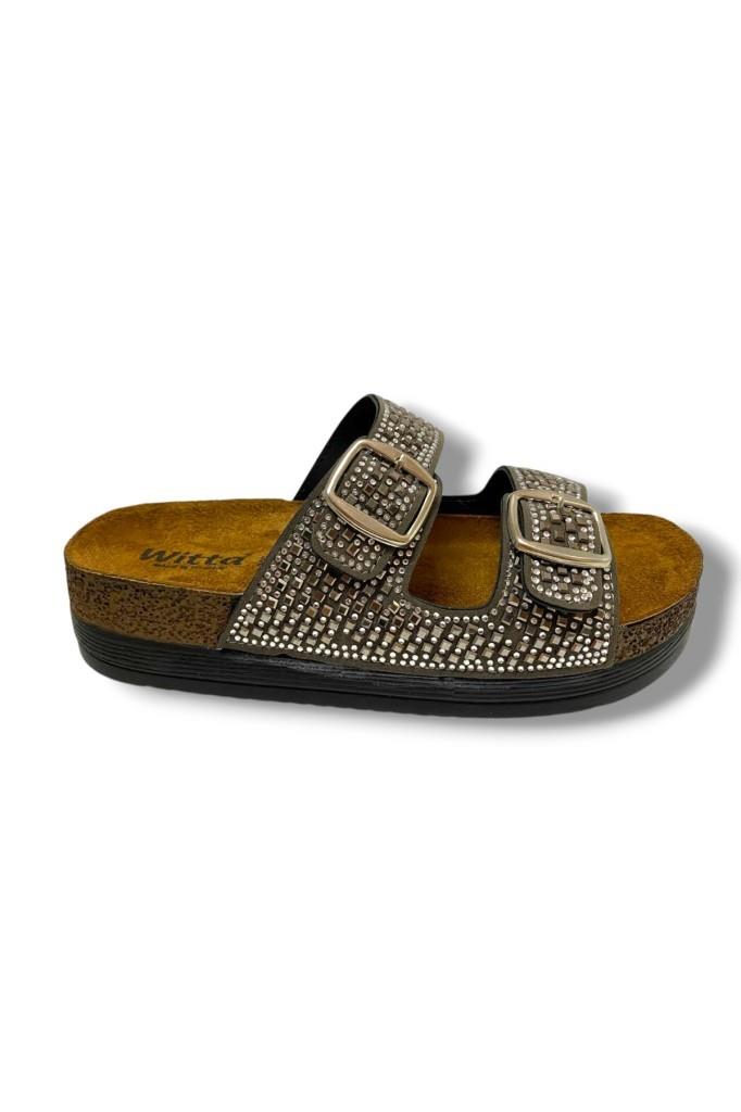 Witta 55302-25 Anatomik Çift Bant Taşli Kadın Terlik