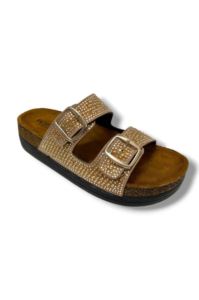 Witta 55302-25 Anatomik Çift Bant Taşli Kadın Terlik