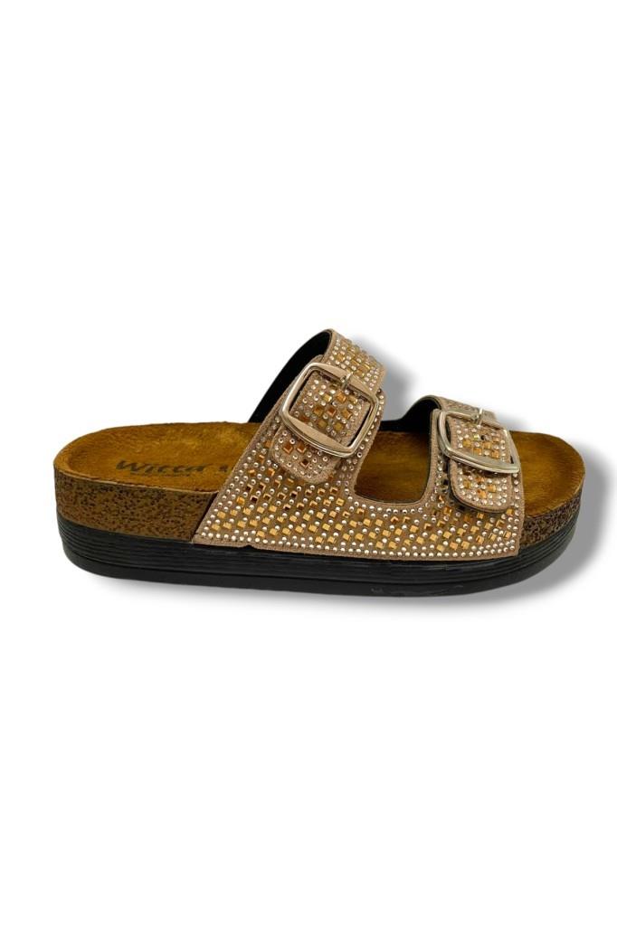 Witta 55302-25 Anatomik Çift Bant Taşli Kadın Terlik